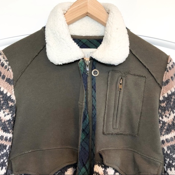 Free People Jacket, Mauvy Pink/Olive, Faux Shearling, XS - Picture 5 of 9